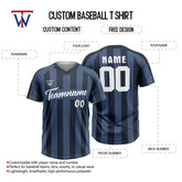 Custom Grey Blue-Black Stripe Throwback Baseball Jersey